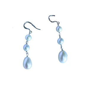 3 Pearl Drop Earrings