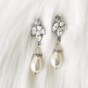 Crystal and Pearl Drop Earrings