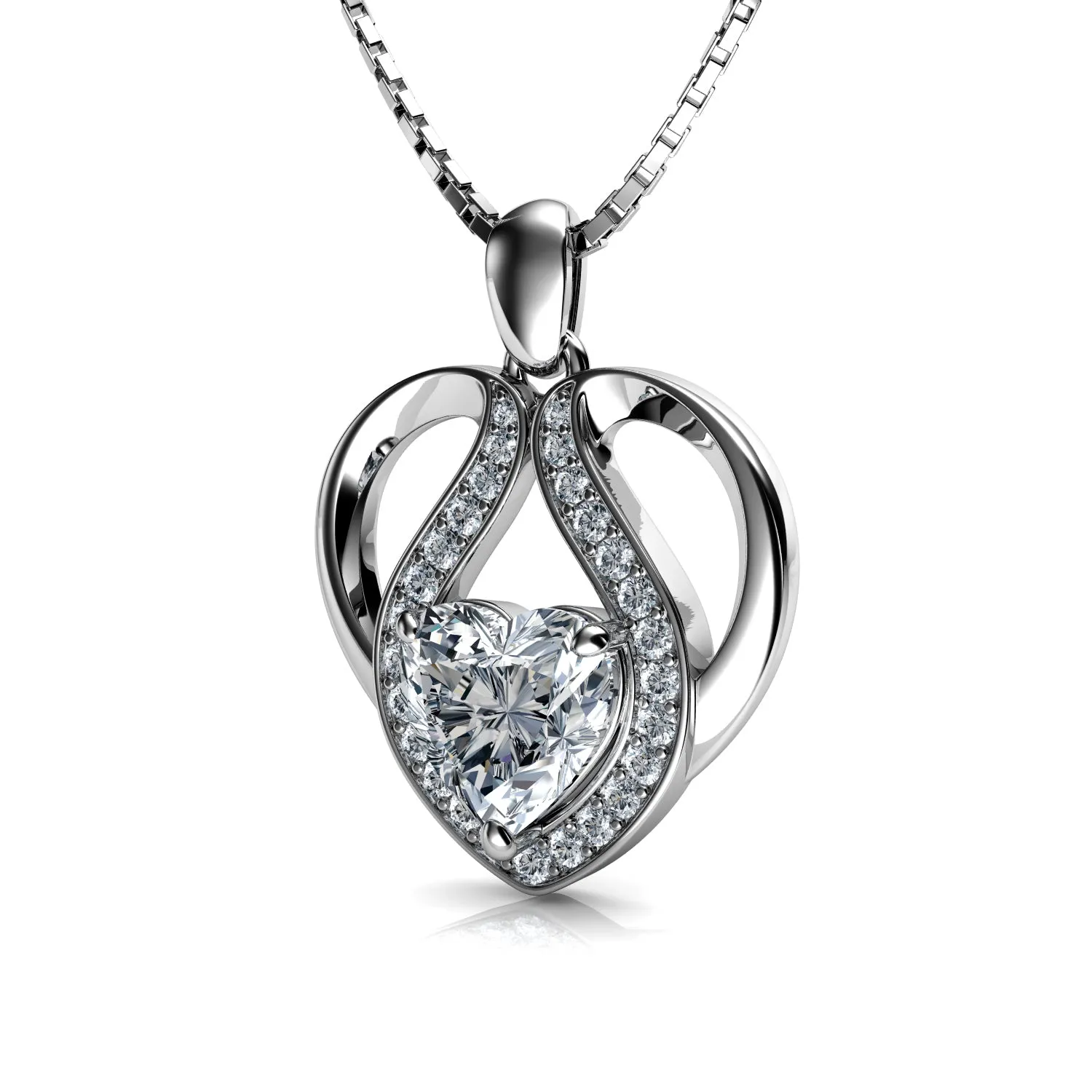 DEPHINI - Cute Necklace - 925 Sterling Silver Heart - Luxury Gift