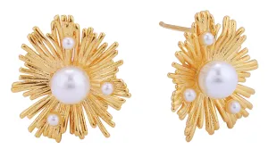 DJE311036 14K Dropper Pearl Post Earrings