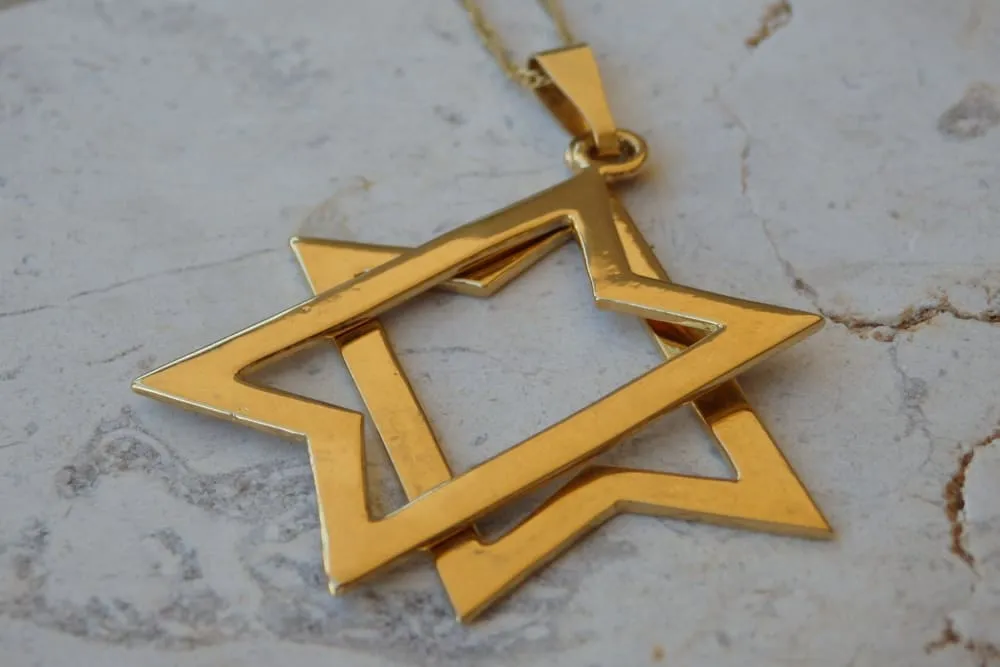 Gold Star of David Necklace