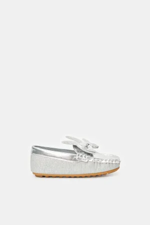 Infant Girls Silver Glitter Loafers