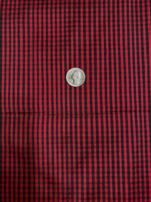 Red Black Gingham Shantung 685 Fabric