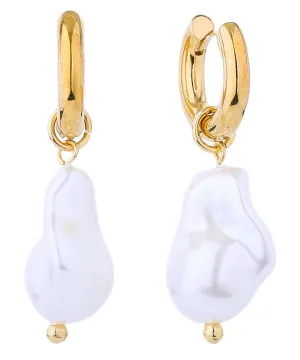 SJE310564 14K Dipped Pearl Huggie Earrings