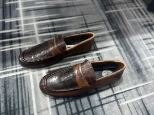 Versace Brown Skin Mens Loafers