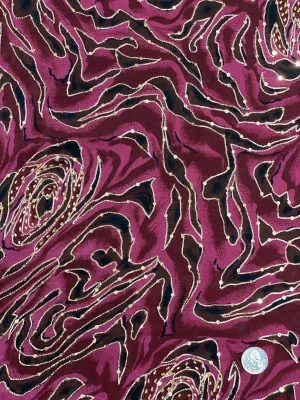 Wine Sequin & Beads On Silk Chiffon JEC-086-1 Fabric