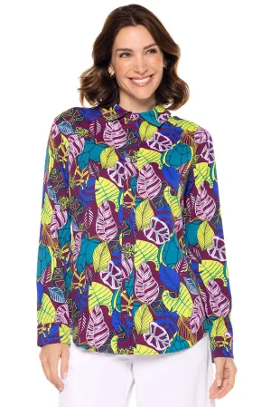 Women's Rhodes Shirt  |  Rich Plum Electric Jungle